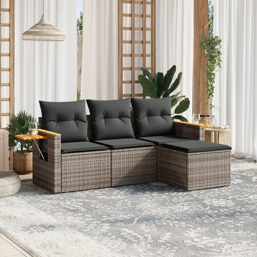  4-dijelni set vrtnih sofa od poliratana s jastucima sivi Cene