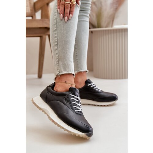 Big Star Women&amp;#039;s sneakers sports shoes made of eco leather Hi-Poly System black Slike