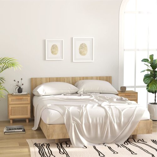 The Living Store Noćni ormarići 2 kom smeđi masivna borovina i prirodni ratan Cene