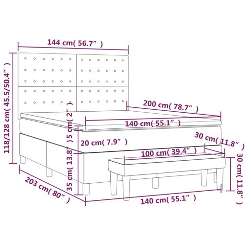  Krevet s oprugama i madracem tamnosivi 140x200 cm bar&amp;scaron;unasti Slike