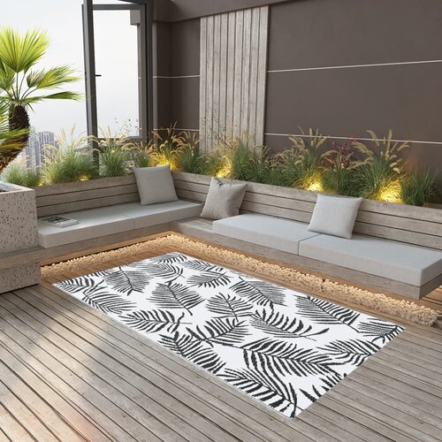 VidaXL Vanjski tepih bijelo-crni 120 x 180 cm PP Slike