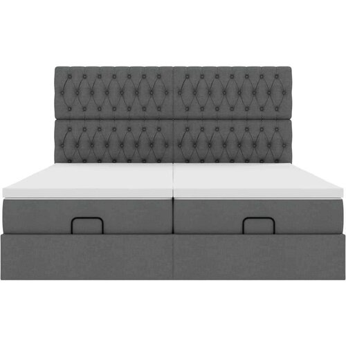 VidaXL otomanski okvir kreveta s madracima tamnosivi 200x200cm tkanine Slike