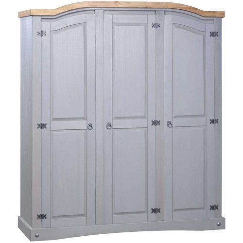  Garderobna omara mehiška borovina Corona Range s 3 vrati siva Cene