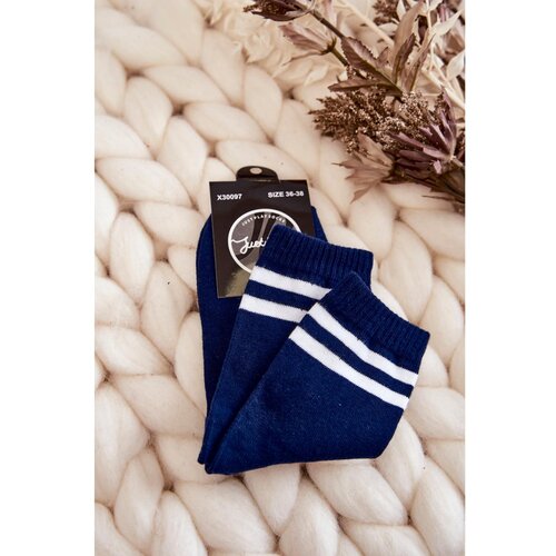 Kesi Women's Cotton Sports Socks With Stripes Navy blue Cene