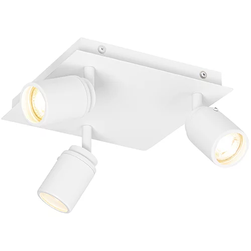 QAZQA Moderni kopalniški reflektor beli kvadratni 3-svetlobni IP44 - Ducha