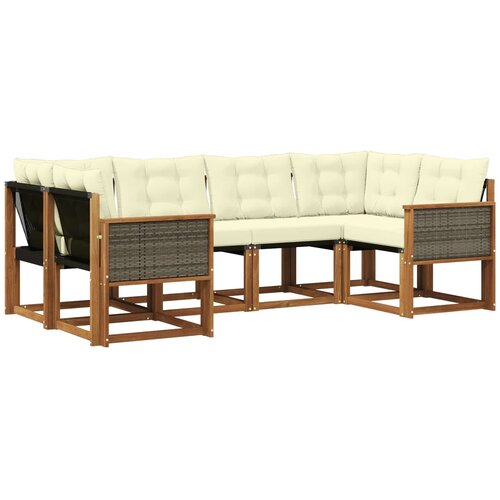 vidaXL Zunanja garnitura za sedenje z blazino 6 pcs Naravna in smetana, (5000279579) Cene
