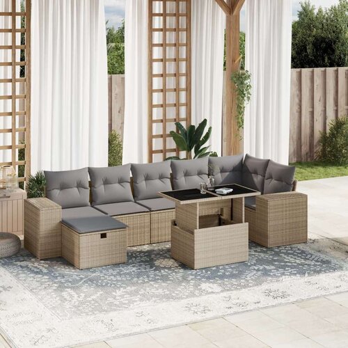 VidaXL 8-dijelni set vrtnih sofa od poliratana s jastucima bež Slike
