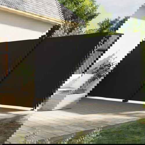 VidaXL Zložljiva stranska tenda črna 200x600 cm Slike
