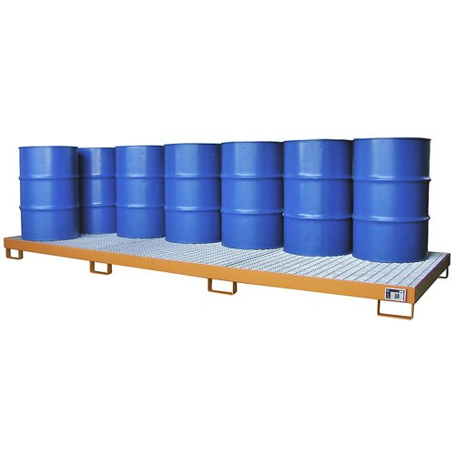 eurokraft pro Jeklena prestrezna kadica, prestrezna prostornina 335 l, za sode 12 x 200 l, oranžna Cene