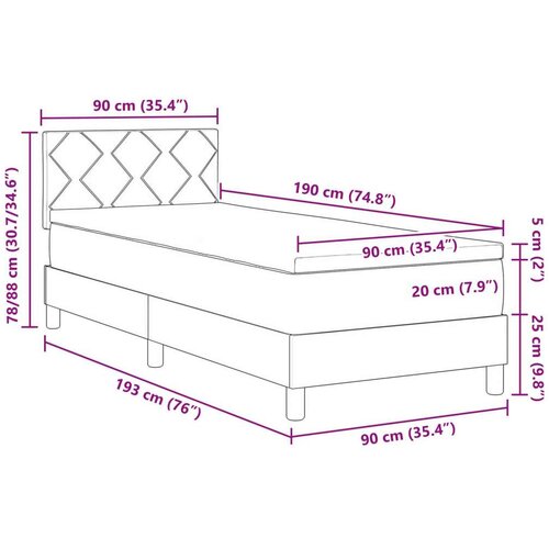 vidaXL Box Spring Krevet s Madracem Svjetlosiva Jednokrevetna Baršun Cene