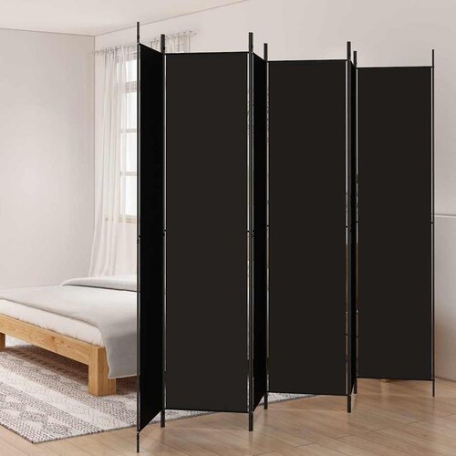 Sobna pregrada s 6 panela crna 300 x 220 cm od tkanine Cene