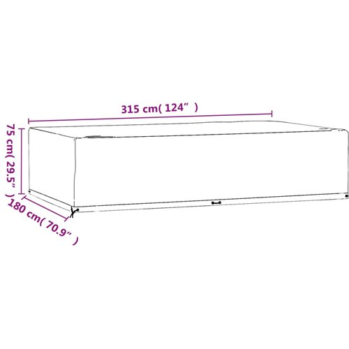  Navlaka za vrtni namje&amp;scaron;taj s 12 u&amp;scaron;ica 315x180x75 cm pravokutna Slike