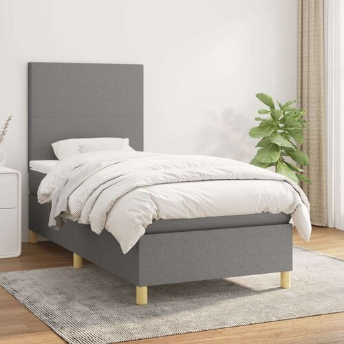  Box spring postelja z vzmetnico temno siva 80x200 cm blago, (20791023) Slike