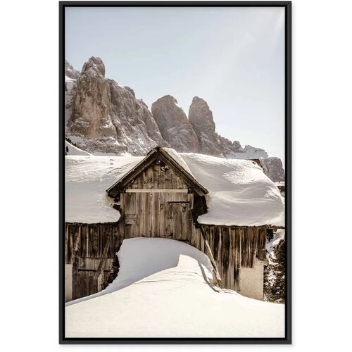  Slika - Winter in the Dolomites (1 Part) Vertical 40x60 U crnom drvenom okviru Slike