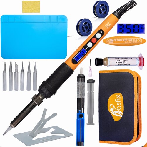 Rosfix SET ELEKTRIČNA SPAJKALNA POSTAJA ORANGE ROTTWEILER &ndash; LCD, 60W, 180&ndash;500 &deg;C, 16 V 1 | SERIJA ELECTRIC S, (5000075767) Cene