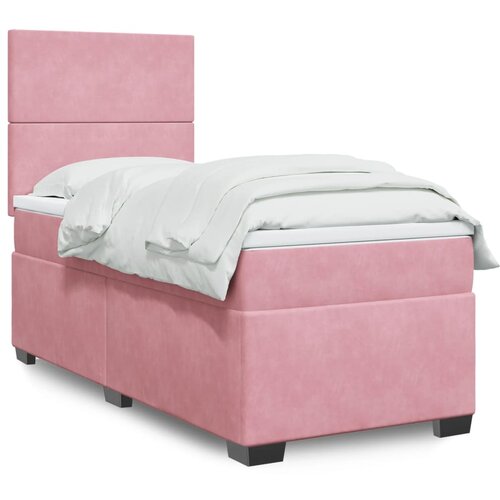 vidaXL Box spring krevet s madracem ružičasti 90x200 cm bar&scaron;unasti Cijene