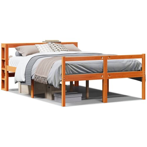 Maison Chic Posteljni okvir - Dvoposteljna postelja - Zakonska postelja z vzglavjem vo&amp;scaron;čeno rjava 120x200 cm borovina, (21693467) Slike