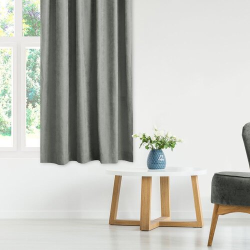  Curtain MILANA color gray style classic transparent wave tape 7 cm chenille 280x245 HOMEDE Slike