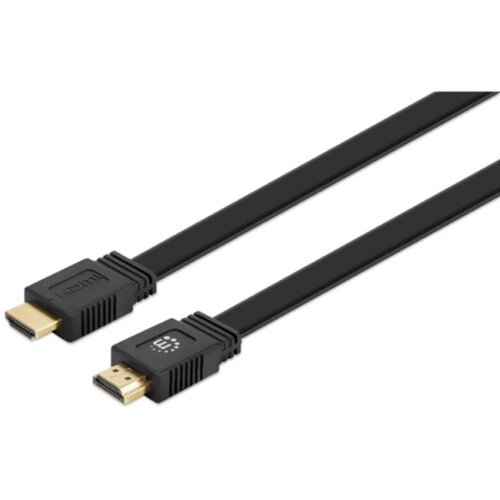Manhattan HDMI priključni kabel 10.00 m 355643 dvostruko zaštićen, plosnati, plosnata izvedba, high speed HDMI sa eternetom crna [1x muški konektor HDMI - 1x muški konektor HDMI] Cene