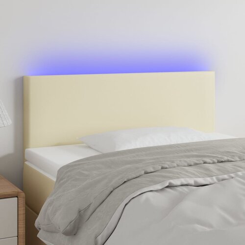 vidaXL LED posteljno vzglavje krem 90x5x78/88 cm umetno usnje Cene