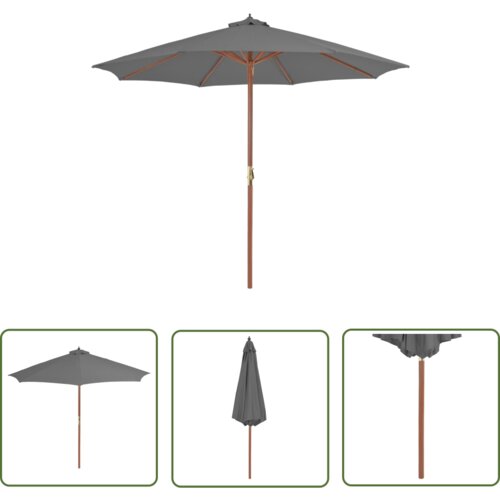  The Living Store Zunanji senčnik z lesenim drogom 300 cm antracit - Senčnik, (21743050) Cene