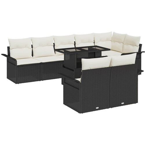  Sjedeća garnitura za vrt 9 kom. Crna [Sintetički]: Poli Ratan 297,5 x 132,5 x 85 cm Slike