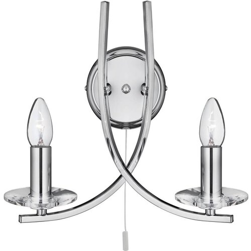 Searchlight Ascona Stenska svetilka s stekleno svečo, 2 žarnici, krom, E14, (22100618) Slike