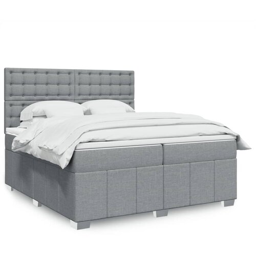 vidaXL Box spring postelja z vzmetnico svetlo siva 200x200 cm blago Cene
