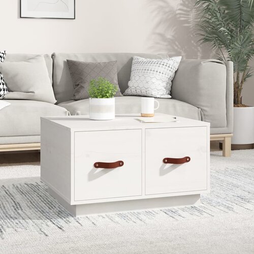 vidaXL Klubska mizica bela 60x53x35 cm trdna borovina Cene