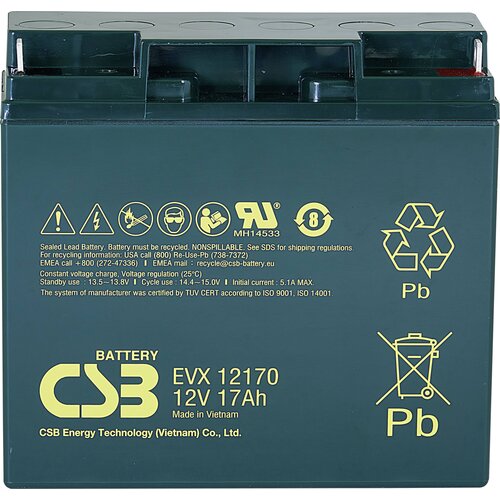 CSB Battery Svinčev akumulator 12 V 17 Ah EVX 12170 EVX12170 svinčeno-koprenasti (AGM) (&amp;Scaron; x V x G) 181 x 167 x 76 mm M5 vijačni priključek stabilni cikli\, brez vzdrževanja, (20439239) Slike