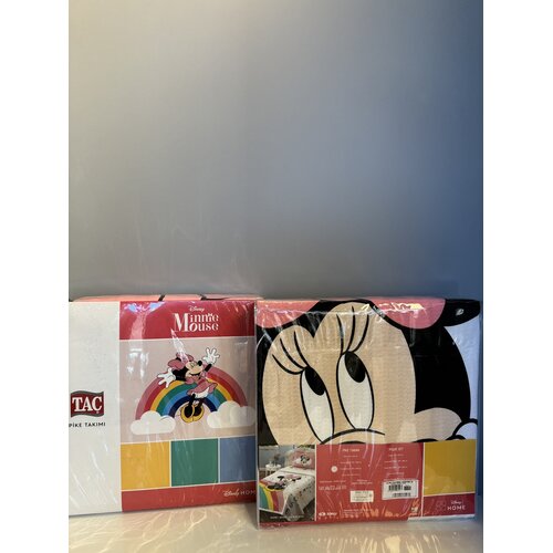 Tac Set posteljine sa prekrivačem za devojčice Minnie, 120x200cm, Belo-roze Cene