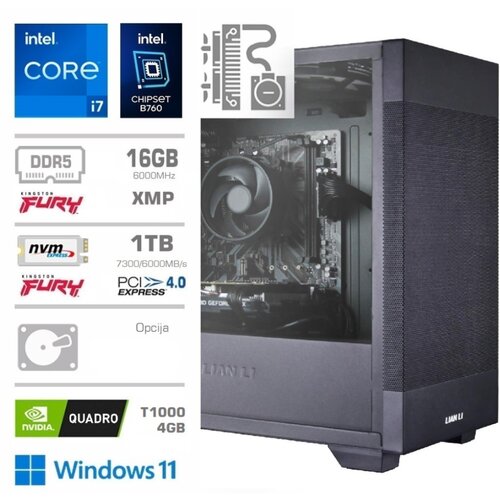 MEGA Računalnik MT S7X WORKSTATION i7-13700F/T1000-4GB/16GB-DDR5/1TB-4.0/750W/Win11Pro/črna, (20706295) Slike