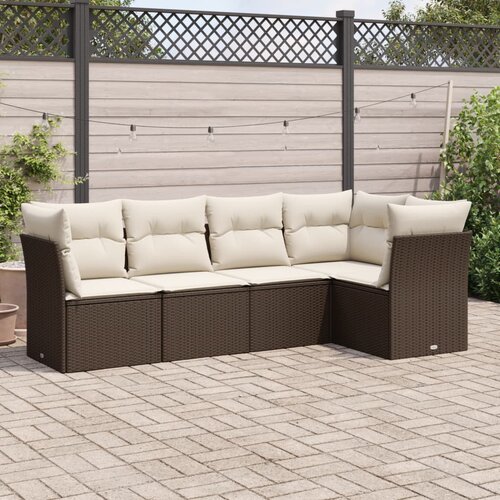 VidaXL 5-dijelni set vrtnih sofa s jastucima poliratan smeđi Slike