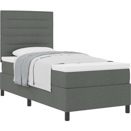 vidaXL Box Spring Postelja z Mattresom Temno Siva 80x200 cm Tkanina Cene