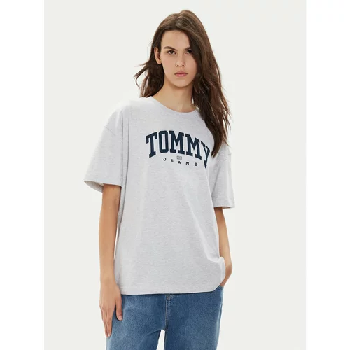 Tommy Jeans Majica Varsity DW0DW18403 Siva Oversize