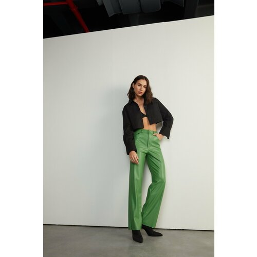 VATKALI Leather Pants Green Slike