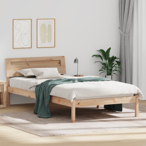 VidaXL Krevetna konstrukcija Smeđa 90 x 200 cm Čvrsta borova drva Slike