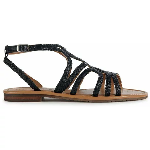 Geox Usnjeni sandali D SOZY S ženski, črna barva, D35LXA 00081 C9999