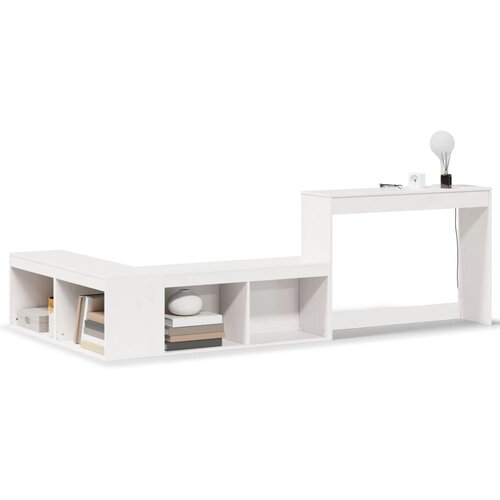 Maison Chic Nočna omarica - Nočna miza z mizo bela 222x107x75 cm trdna borovina, (21688772) Cene
