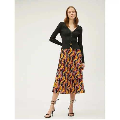 Koton Pleated Midi Skirt with Elastic Waist