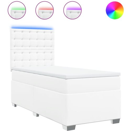 Maison Chic Box spring postelja - Vzmetna postelja z vzmetnico bela 80x200 cm umetno usnje SL18111, (21894511) Cene