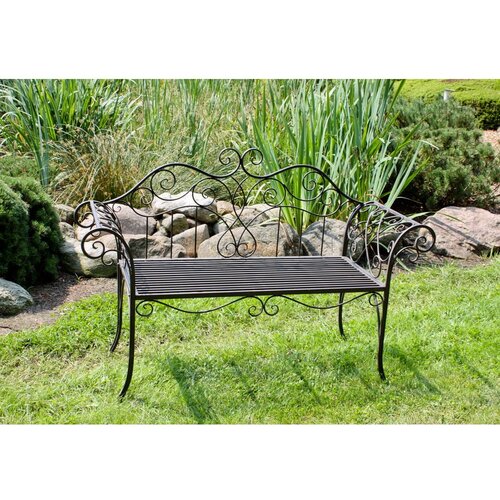 Garden Pleasure črno-temno rjava kovinska vrtna klop selene - Slike