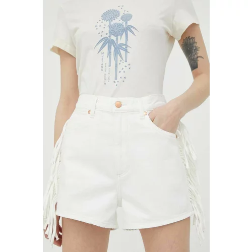 Wrangler Jeans kratke hlače Fringed Festival ženske, bela barva
