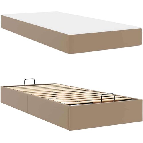 vidaXL Posteljni okvir z vzmetnico Kapučino 90 x 190 cm Umetna koža Cene