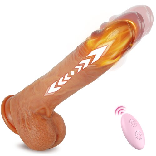SuperLove Realistic Thrusting & Heating 3in1 Silicone Dildo with Remote Flesh Cene