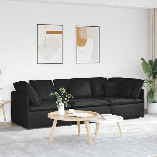  Modularna sofa s jastucima, tkanina, crna Slike
