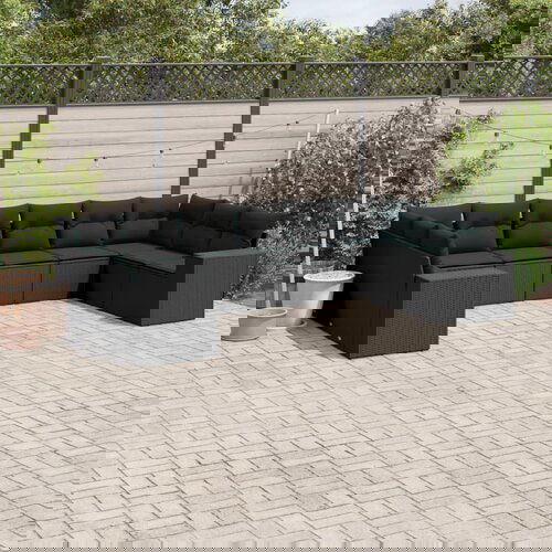 VidaXL 10-dijelni set vrtnih sofa s jastucima crni od poliratana Slike