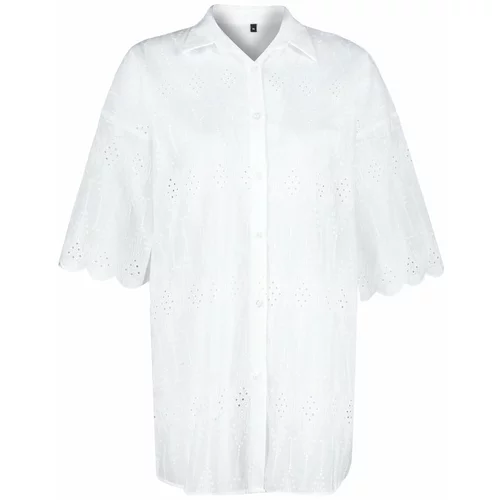 Trendyol White Woven Embroidered 100% Cotton Shirt