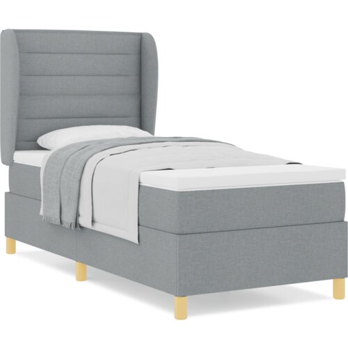 Box Spring Krevet s Madracem Svjetlosiva 90x200 cm Tkanina Slike