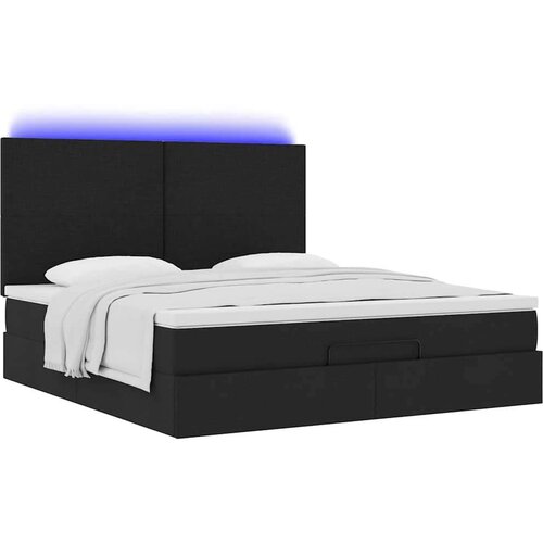 VidaXL Otomanski krevet s madracem i LED crni 180x200cm od tkanine Slike